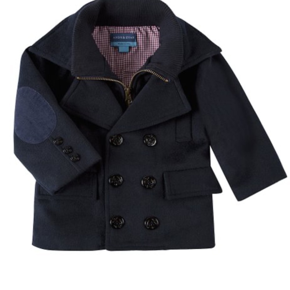 ANDY & EVAN navy pea coat 6-12m